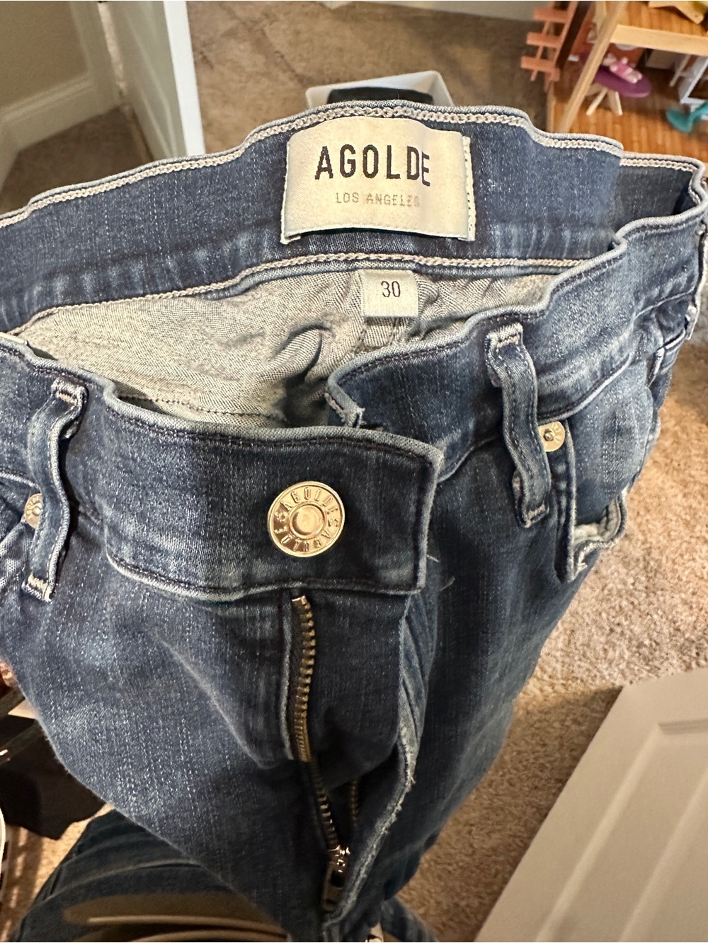 Agolde Dark Blue High Rise Slim Jeans